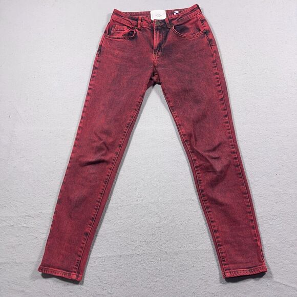 One Teaspoon Ford‎ Freebirds Jeans Women Size 27 Red Acid Wash Denim Mid Rise - Picture 1 of 11